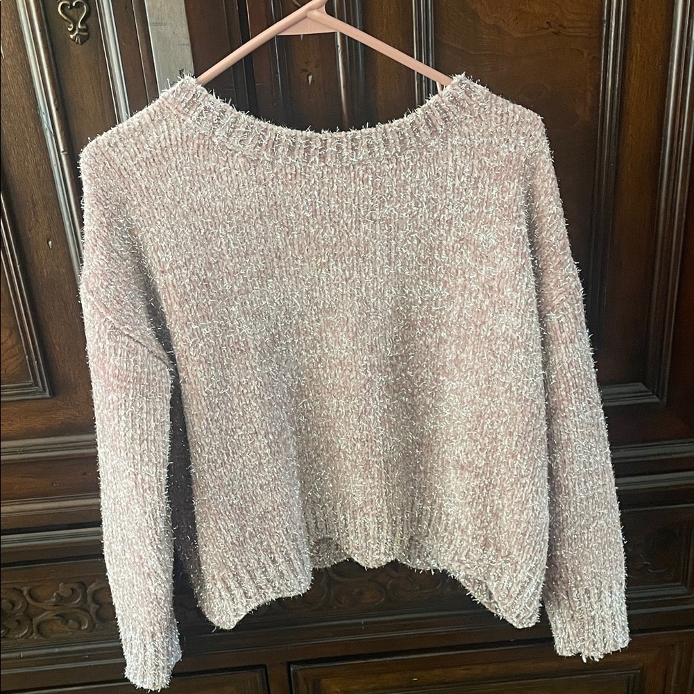 Cozy Women's Pink Sparkle Knit Sweater